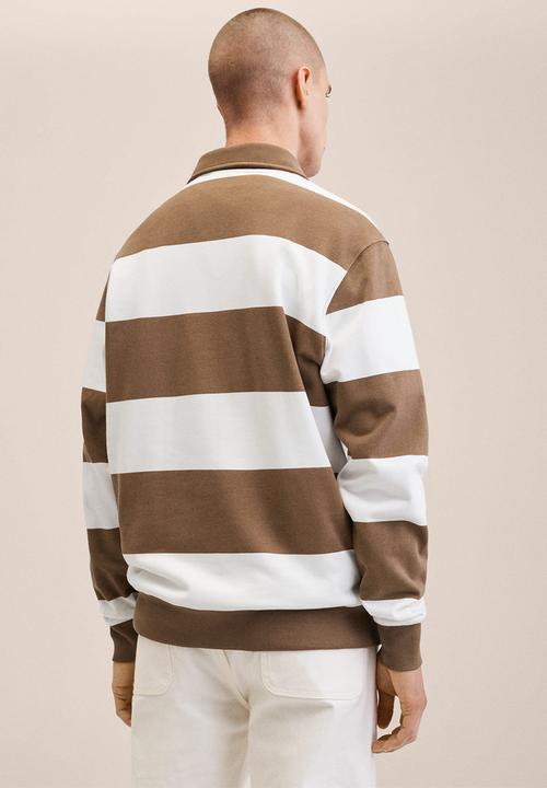 MANGO - Gene striped polo sweatshirt - brown