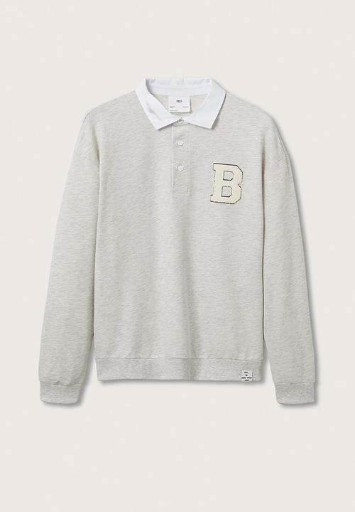MANGO - Patch cotton polo sweatshirt aquiles - medium heather grey