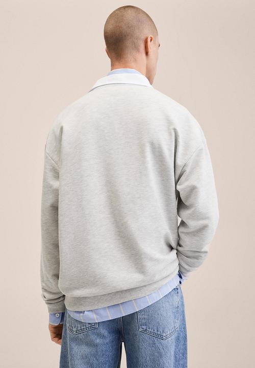 MANGO - Patch cotton polo sweatshirt aquiles - medium heather grey
