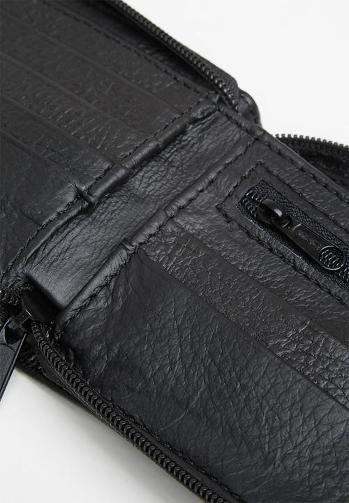 Superbalist - Tom leather zip wallet - black