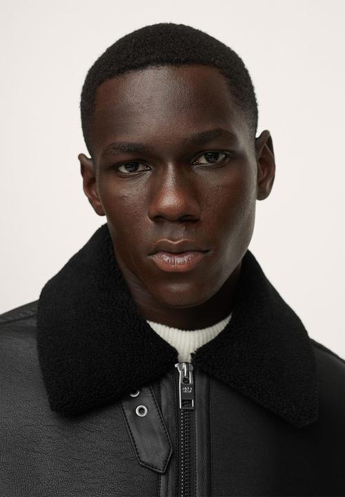 MANGO - Krawitz Faux shearling-lined biker jacket  - Black