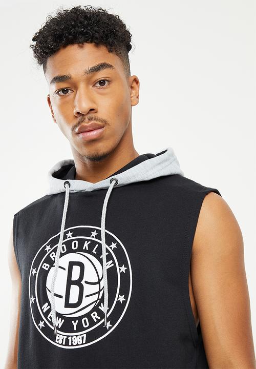 NBA - Brooklyn nets sleeveless hooded sweater - black