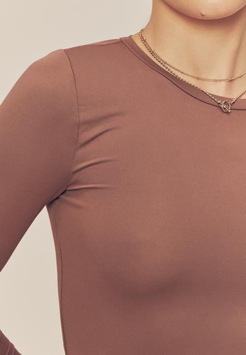 Supré  - Miley long sleeve fitted top - choc malt