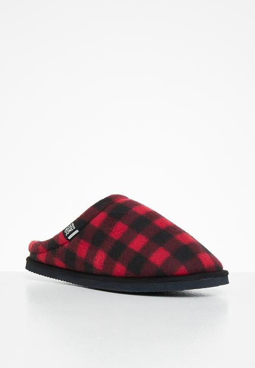 Jack & Jones - Jafar check 2.0 slipper - barbados cherry