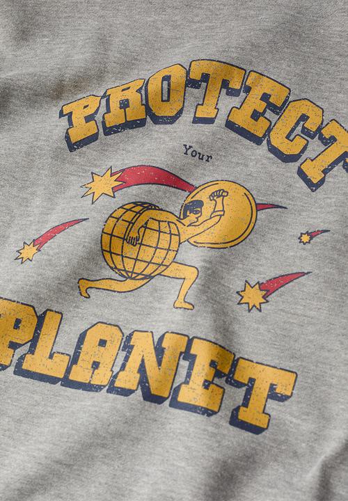 MANGO - Tiago planet printed sweatshirt  - medium heather grey