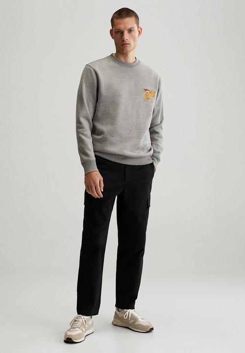 MANGO - Tiago planet printed sweatshirt  - medium heather grey