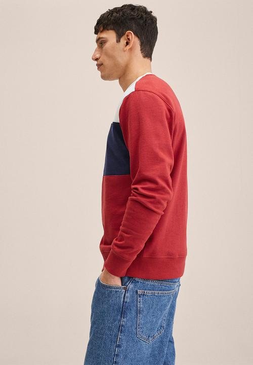 MANGO - Latina colourblock plush sweatshirt- red