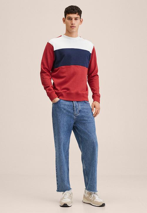 MANGO - Latina colourblock plush sweatshirt- red