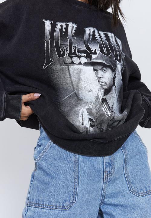 Factorie - Lcn music merch oversized graphic crew - lcn mt washed black/ice cube