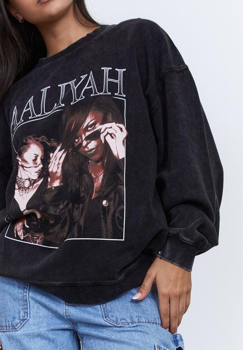 Factorie - Lcn music merch oversized graphic crew - lcn mt washed black/aaliyah shades