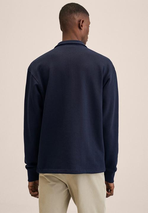 MANGO - Neron  cotton sweatshirt with zip neck - dark navy