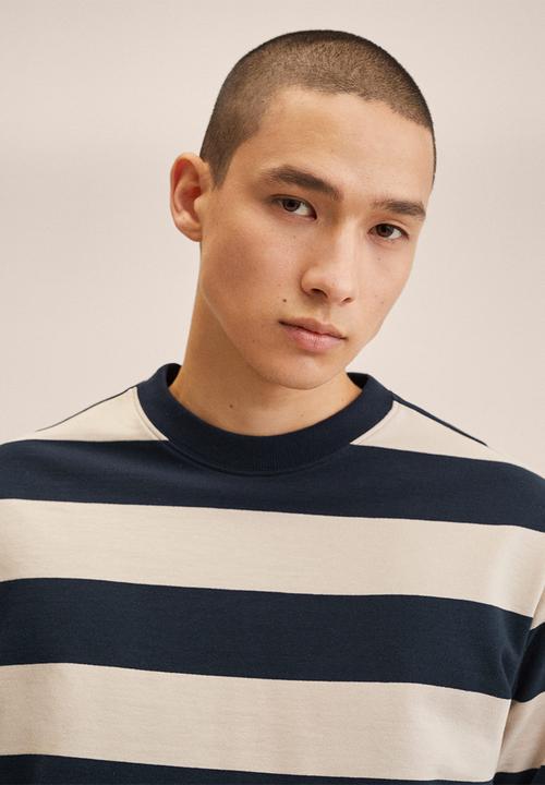 MANGO - Tulum Striped cotton-blend sweatshirt- dark navy