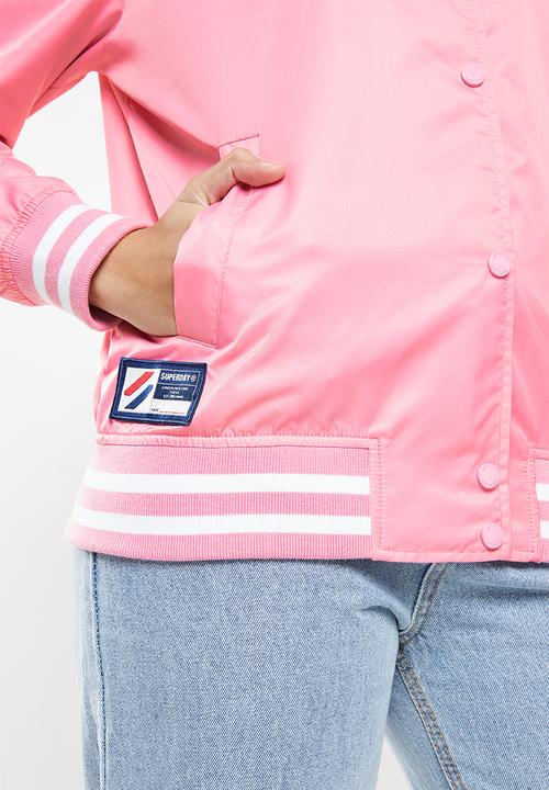 Superdry. - Classic varsity baseball jacket - montauk blush