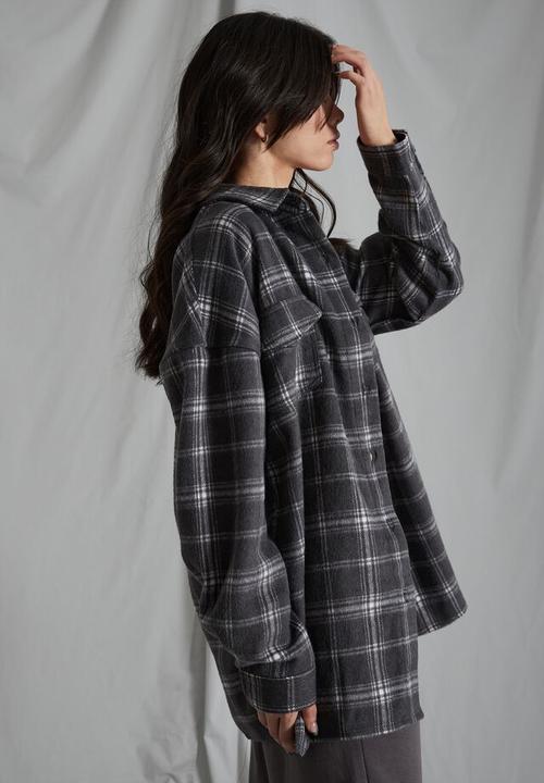 Factorie - Oversize check shirt - midnight grey check