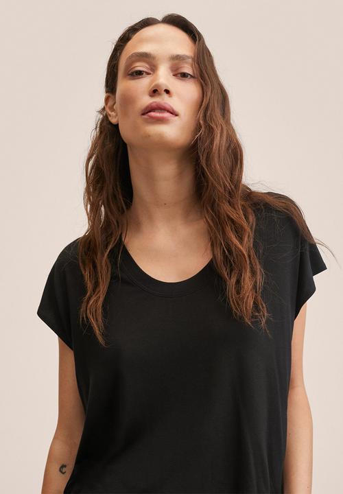 MANGO - T-shirt visca - black