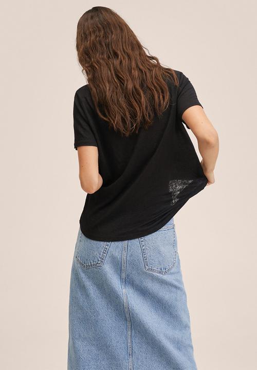 MANGO - T-shirt visca - black