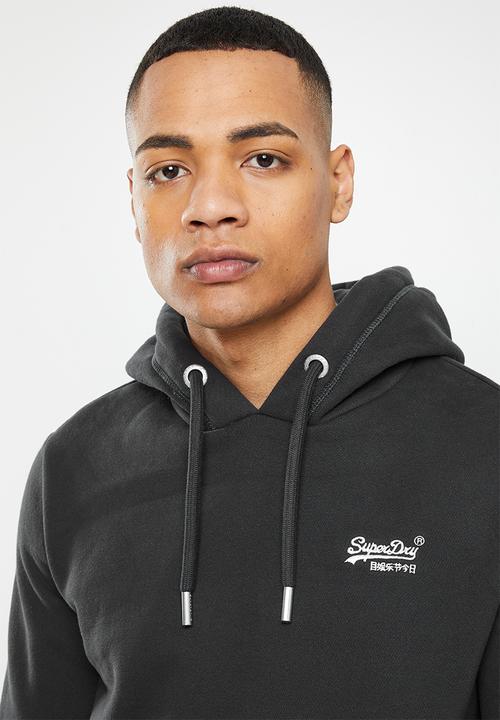 Superdry. - Vintage logo emb hood - vintage wash black