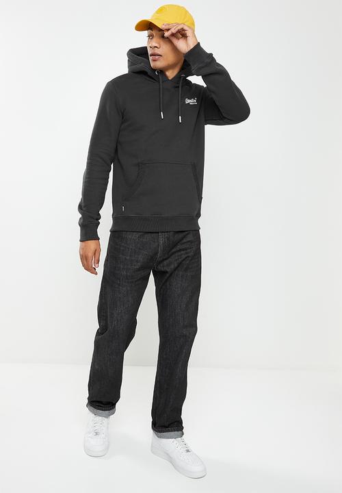 Superdry. - Vintage logo emb hood - vintage wash black