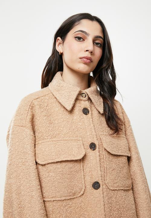 Koton - Lapel collar pocket sides teddy coat - camel