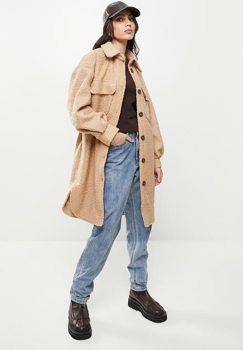 Koton - Lapel collar pocket sides teddy coat - camel