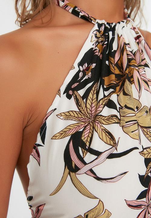 Trendyol - Lace detailed floral print jumpsuit - multi