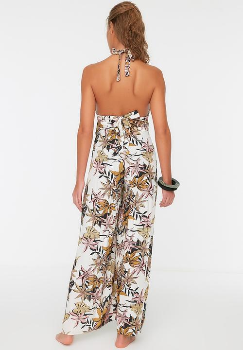 Trendyol - Lace detailed floral print jumpsuit - multi