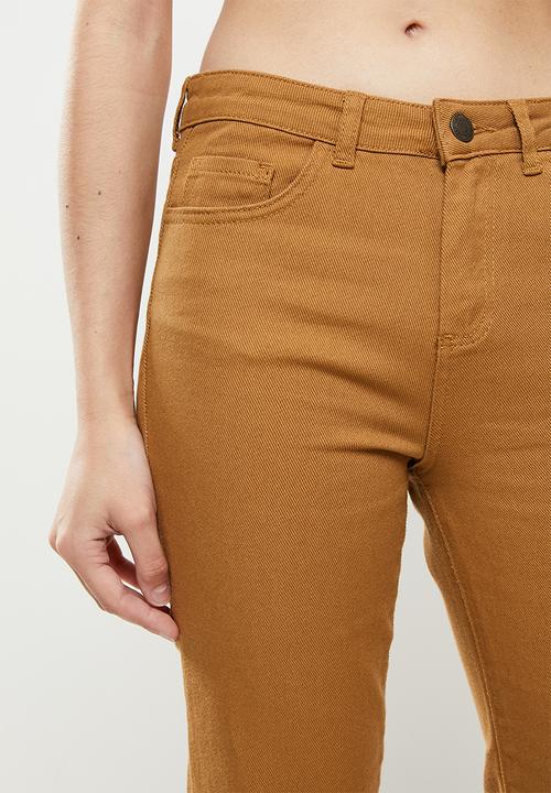Koton - Medium rise slim fit flare trousers - camel