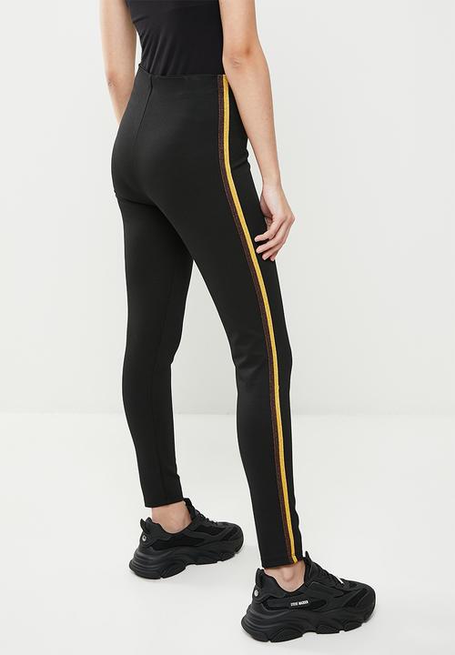 Koton - Medium rise striped leggings - black