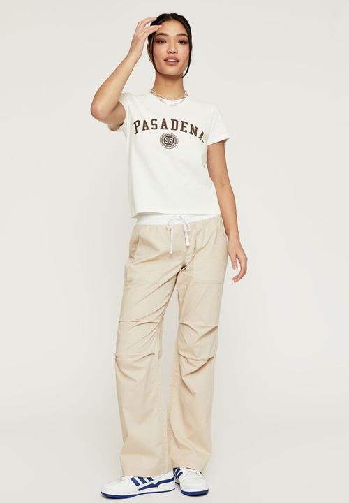 Supré  - Celia fitted printed T-shirt - winter white & pasadena