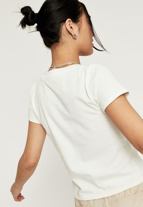 Supré  - Celia fitted printed T-shirt - winter white & pasadena