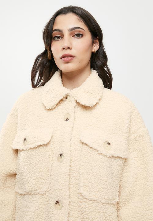 Koton - Teddy lapel collar shacket - beige