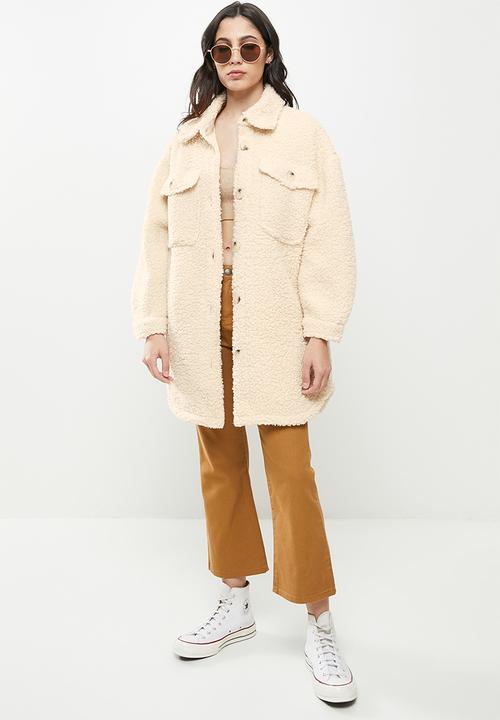 Koton - Teddy lapel collar shacket - beige