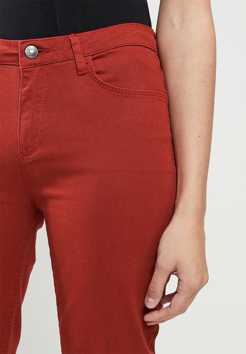 Koton - Medium rise slim fit trousers - burgundy