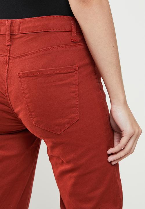 Koton - Medium rise slim fit trousers - burgundy