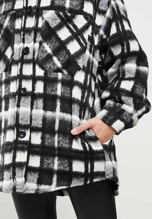 Koton - Plaid oversize coat - black 