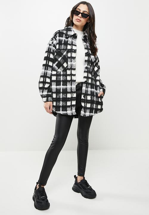 Koton - Plaid oversize coat - black 