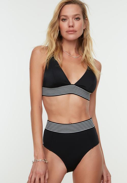 Trendyol - Stripe detailed bikini bottom - black