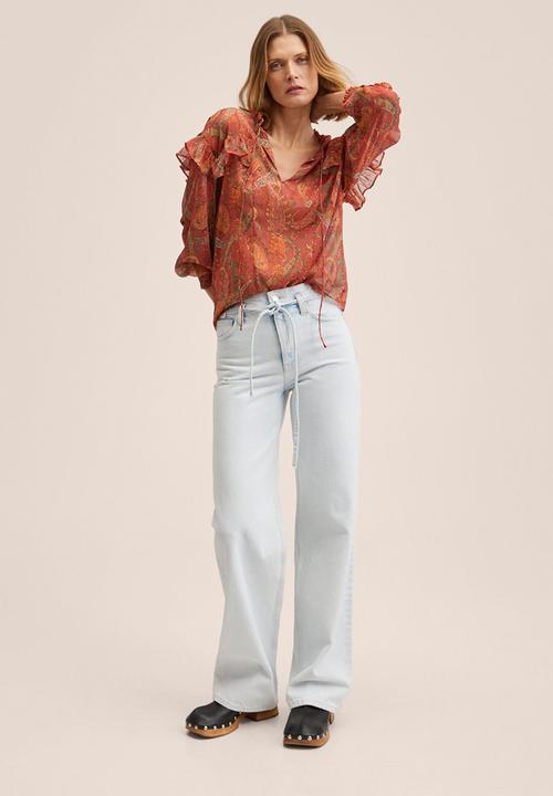 MANGO - Blouse bruna - red