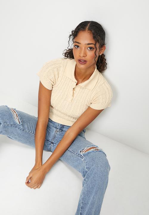 Blake - Cable polo tee - ecru