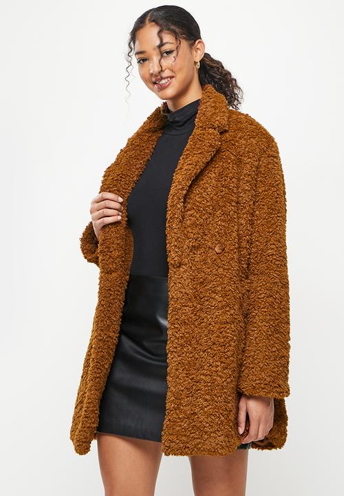 Lapel collar teddy coat - brown Koton Coats | Superbalist.com