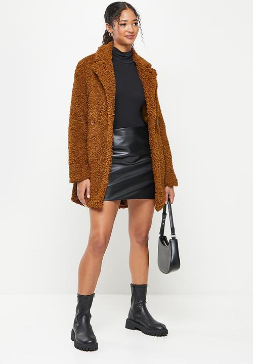 Koton - Lapel collar teddy coat - brown