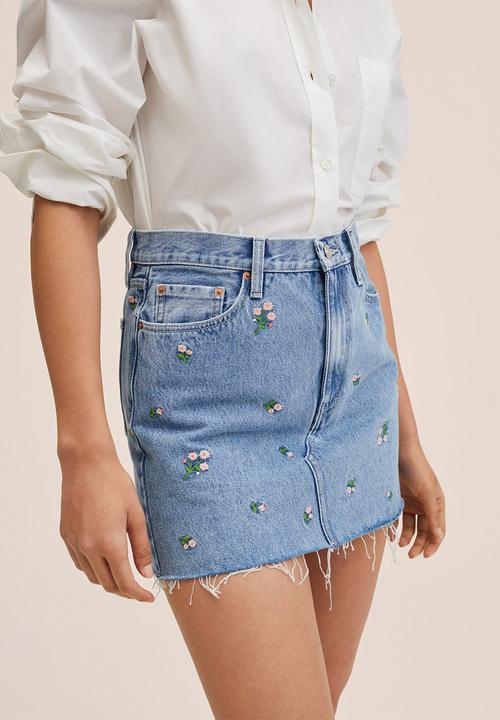 MANGO - Skirt daisy - open blue