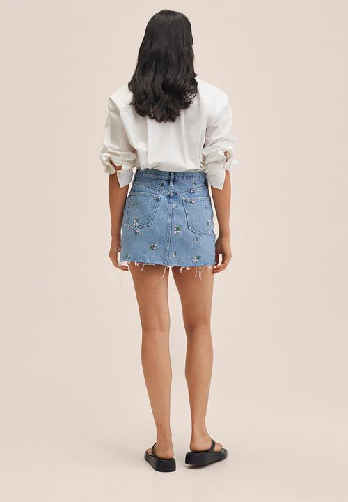 MANGO - Skirt daisy - open blue