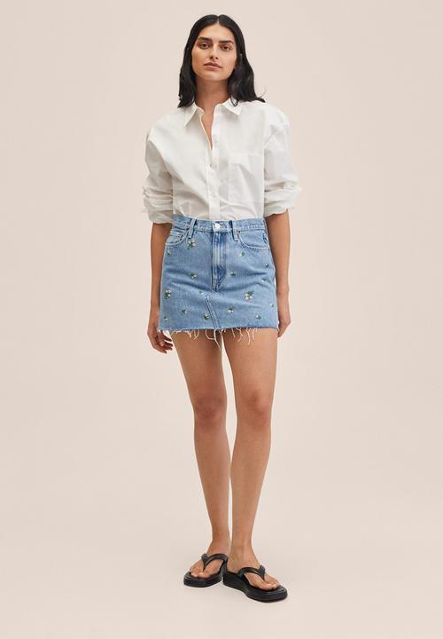 MANGO - Skirt daisy - open blue