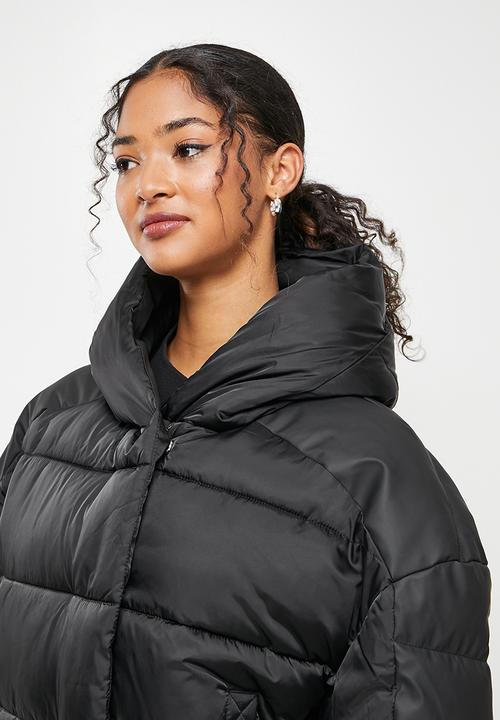 Koton - Hooded snap buttons oversize puffer coat - black