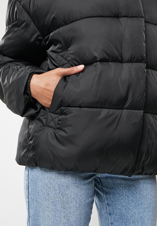 Koton - Hooded snap buttons oversize puffer coat - black