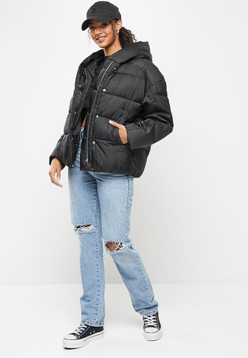 Koton - Hooded snap buttons oversize puffer coat - black