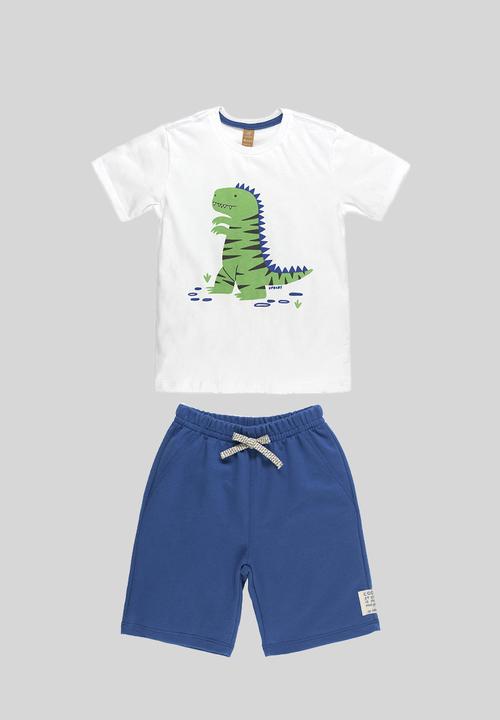UP Baby - Tee and sweat bermuda - white & blue