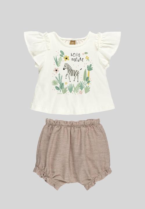 UP Baby - Blouse and linen shorts - off white