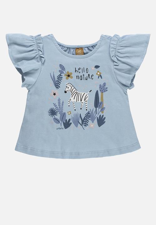 UP Baby - Blouse and linen shorts - blue & beige